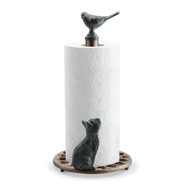 Toalla de papel de hierro fundido para el hogar SPI - gato y pájaro