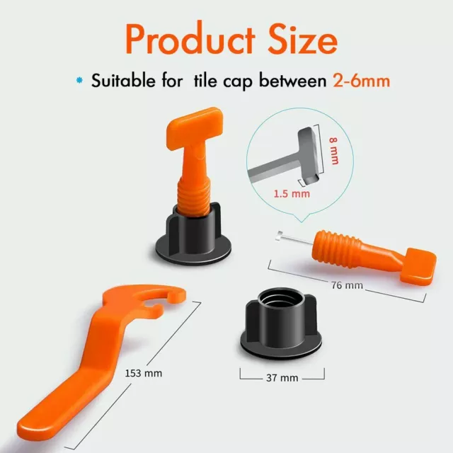 250X Tile Leveling System Floor Kit Alignment Adjustable Clip Reusable Hand Tool 2