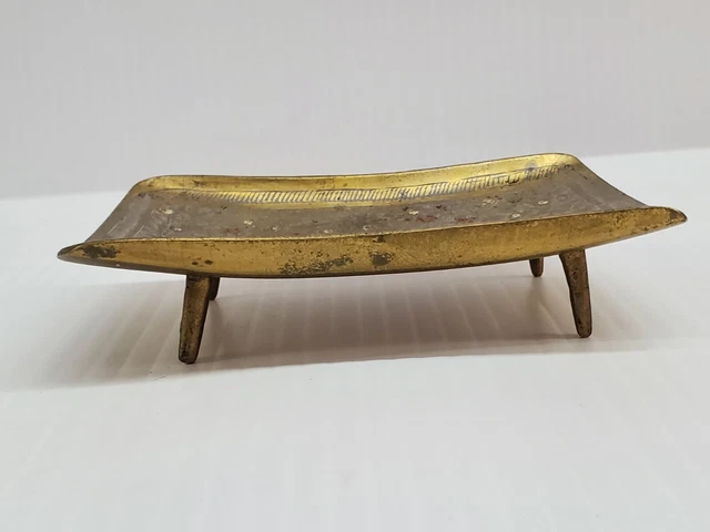 Vintage MCM Brass Trinket Stand Original Old Hand Crafted India