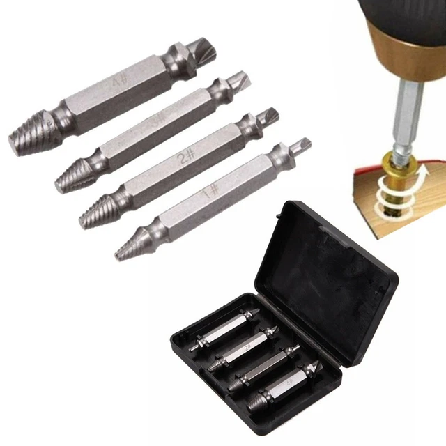 4PCS Double-headed Damaged Screw Extractor Set Bolt Bits Guide Tool Remover