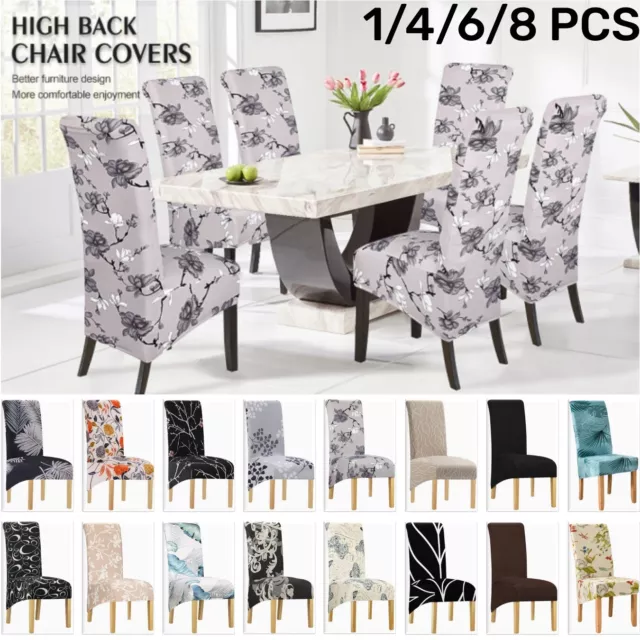 Highback Dining Chair Covers Stretch Seat Slipcover Fit Wedding Cover 1/4/6/8PCS