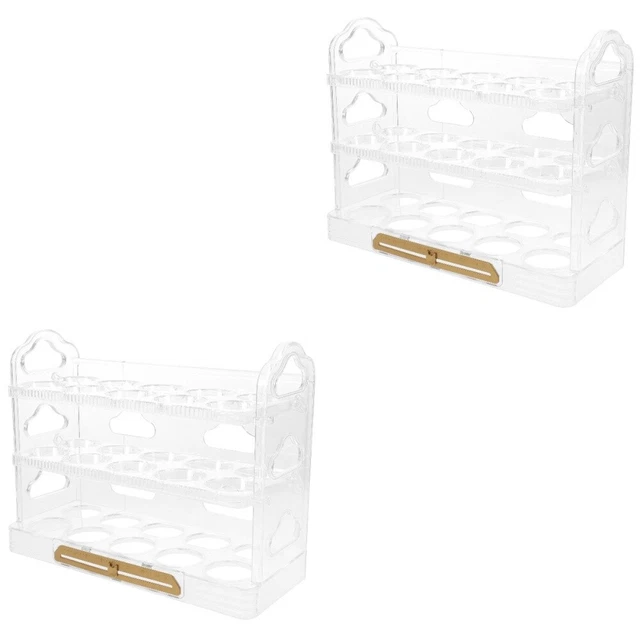 2 piezas Refrigerador Estante de huevos 3 capas Refrigerador Portahuevos Contenedor de huevos para Home Shop
