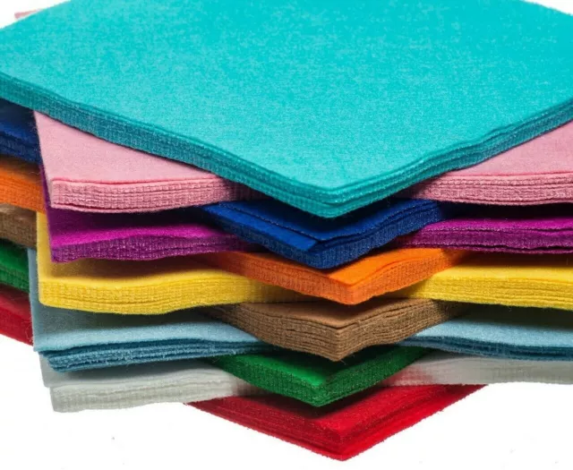 Pack of 10 sheets Super Soft Acrylic Craft Felt. 48 Colours UK Safety Certified