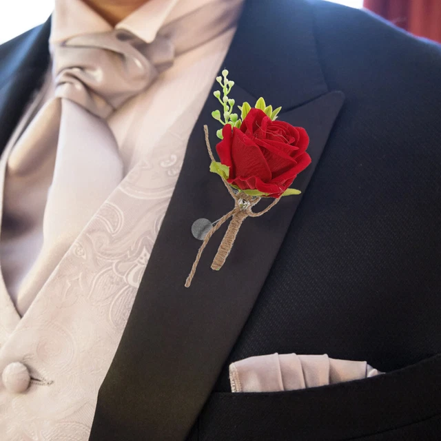2 Pcs Wrist Flower Wedding Photographic Props Boutonniere Men Flowers 3