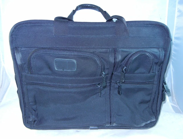 TUMI Black Ballistic Alpha Wheeled Rolling Nylon Expandable Briefcase Bag 2206D3