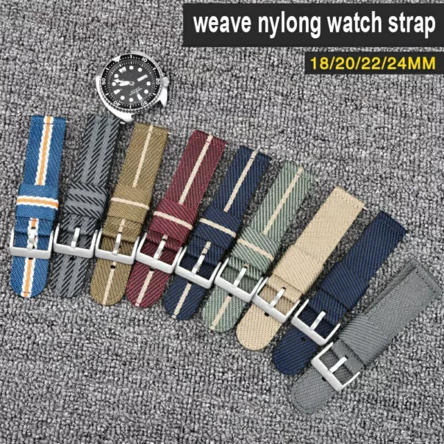 Gewebtes Nylon Ersatz Uhrenarmband Schnellverschluss Armband 18mm 20mm 24mm 22mm 2