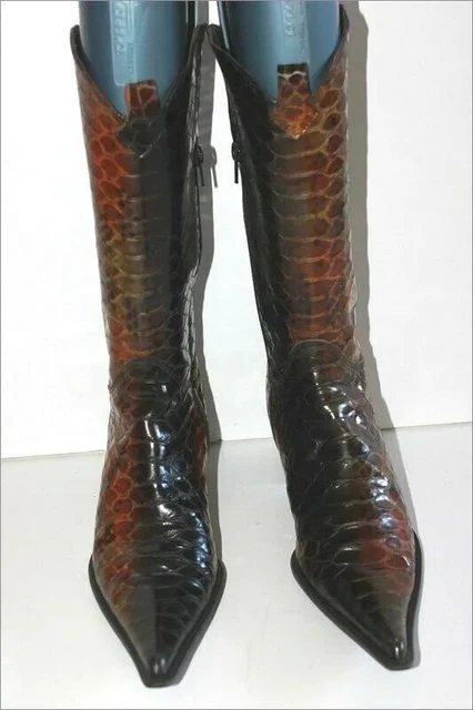 MYMA  Mi Bottes Pointues Cuir Imprimé Reptile Nuancé T 39 TBE