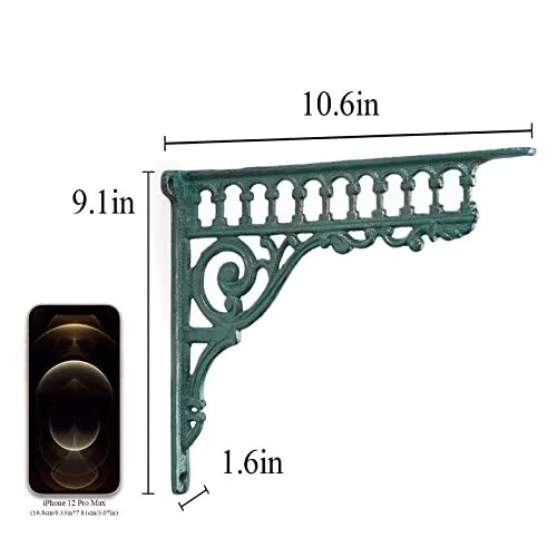 2PCS Cast Iron Green European Style Wall Shelf Brackets Thick Wall Hanger Ant... 2