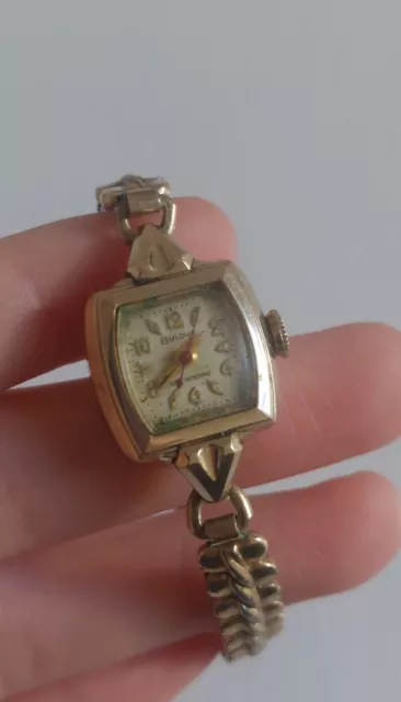 Vintage Art Deco Bulova Watch L7 Ladies Wrist Watch Swiss 10kt Gold Rolled AS IS