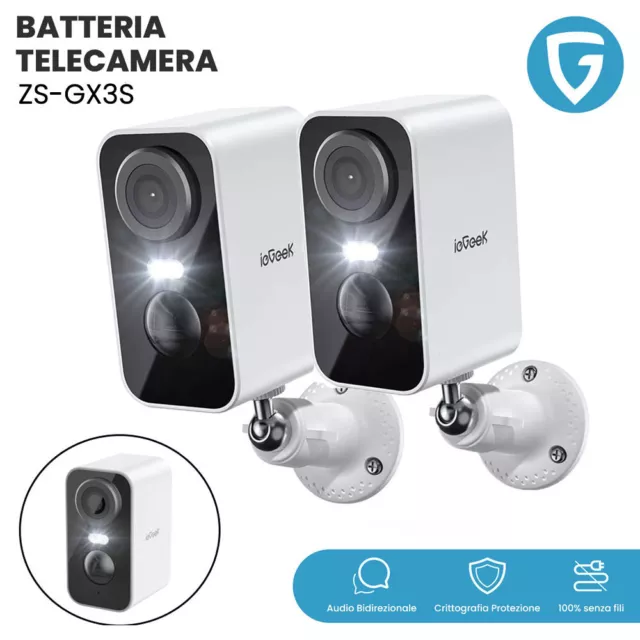 2K Telecamera WiFi Interno/Esterno Batteria Senza Fili Visione Notturna a Colori