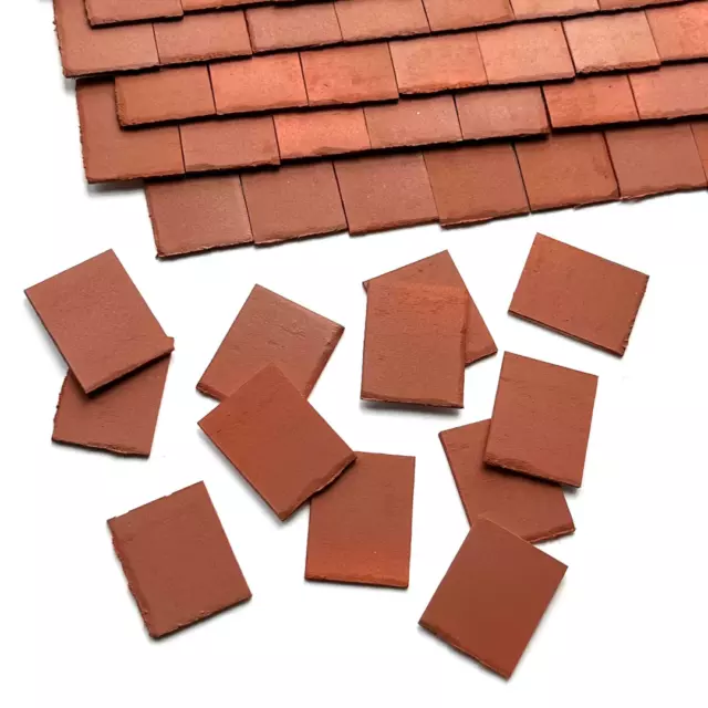 Dolls House 1:12th Scale 250 x Styrene Miniature Model Roof Tiles in Terracotta