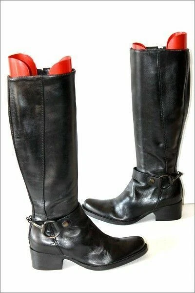 Bottes San Marina Genoux Cuir Daim Noir - Taille 38 - état Neuf Jamais Portées