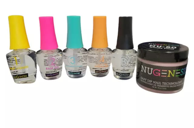 Nugenesis Dipping Powder Starter kit (6pcs) 2oz jar Glitter Powder Color choice