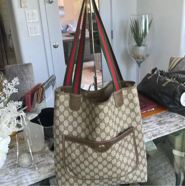 Authentic Gucci Sherry Tote Brown Canvas & Leather  Retailed For $1799