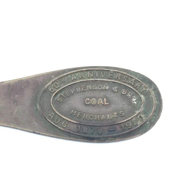 Brass 1920 Stephenson & Bro Coal Merchants Letter Opener Mining 50th Anniversary 6
