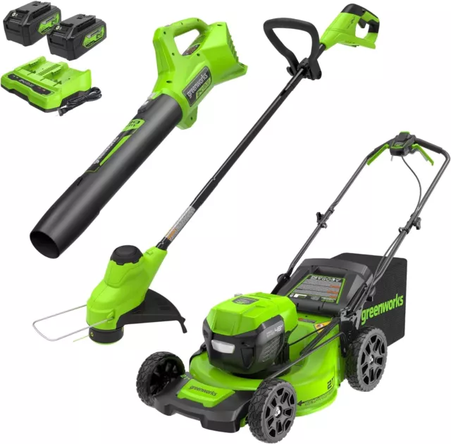 Greenworks 48V (2x24V) 21" Self-Propelled Lawn Mower w/ 2 5Ah Battery & Charger