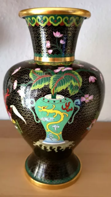 Chinesische Cloisonne Vase Chinese China Brass Metall 20 Jhd. Emaille Japan