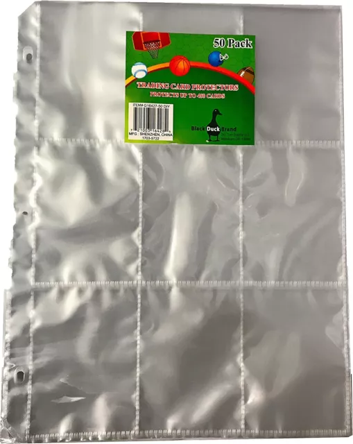 Card Protector Album Binder Plastic Sheets Sleeves 9 Pocket x 50 Pages -Baseball