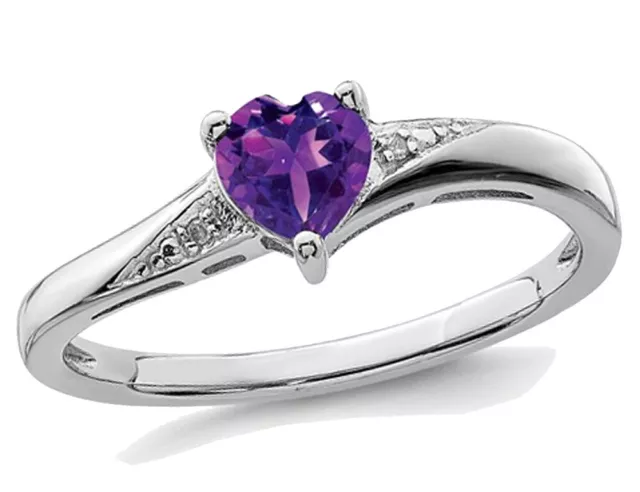 2/5 Carat (ctw) Amethyst Heart Ring in Sterling Silver