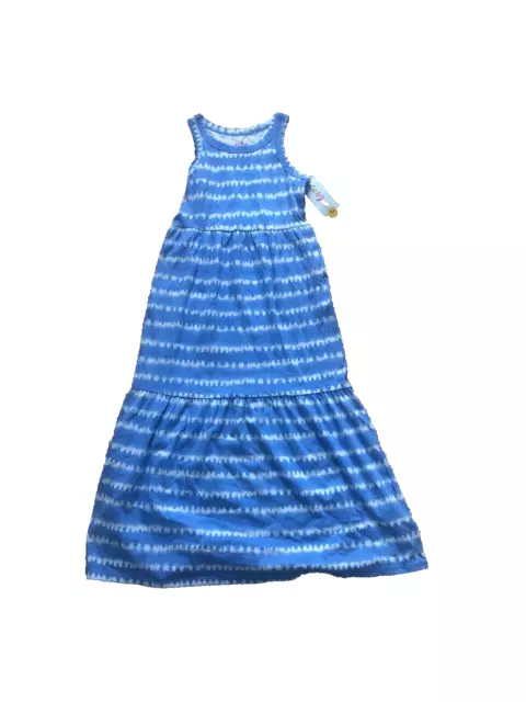 Girls Blue Tie-Dye Maxi Dress Size Medium 8 (A1)