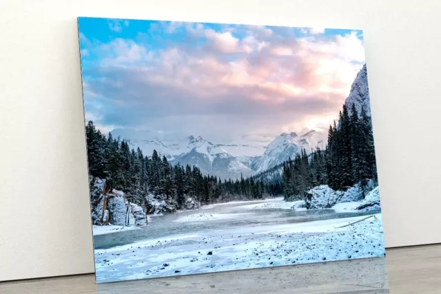 Mountainous with Snow Tempered Glass Printing Wall Art Australian Made Quality