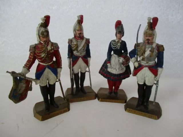 Dv9032 Mokarex Lot De 4 Figurines Napoleoniennes Plastique Bon Etat