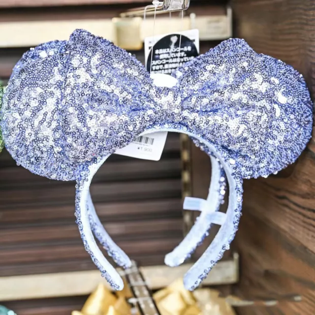 US Blue Sequins Bow Ears 2023 Anniversary Minnie Mouse Disneys Limited Headband