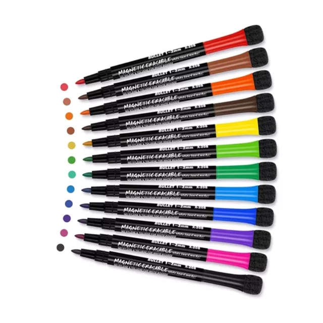 Markers Pens, 12 Assorted Colors Dry Erases Whiteboard Pens with Eraser