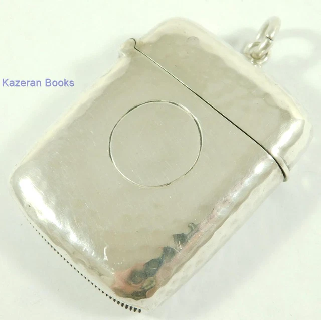 Antique Planished Solid Sterling Silver Matchsafe Vesta Case By George Unite