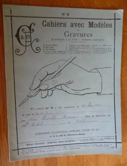 "CAHIERS AVEC MODELES et GRAVURES N°9" Ancien CAHIER COMPLET