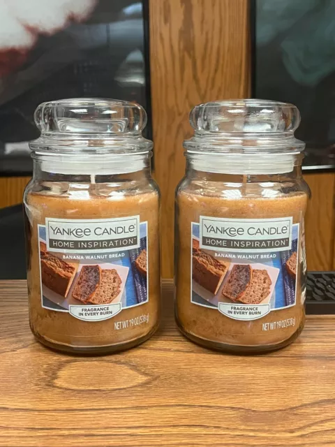 2 Brand New Yankee Candle 19 0Z Banana Walnut Bread Single Wick Jar Candles