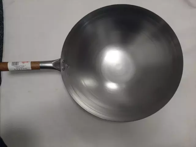 Hancock London Wok 14 Zoll (36 cm) gerollte Kante rund auf Kohlenstoffstahlbasis Wok RE14