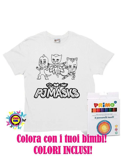 T SHIRT COTONE BAMBINO da colorare 8 COLORI PER TESSUTI INCLUSI
