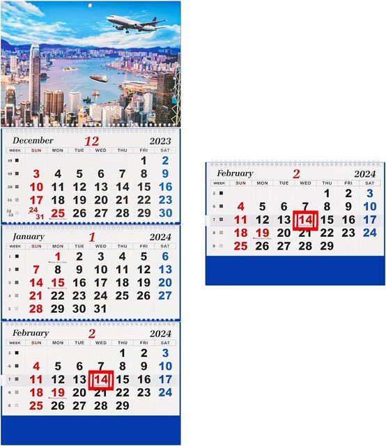 2024 WALL CALENDAR 2024 Calendar 3Month Display Vertical Calendar