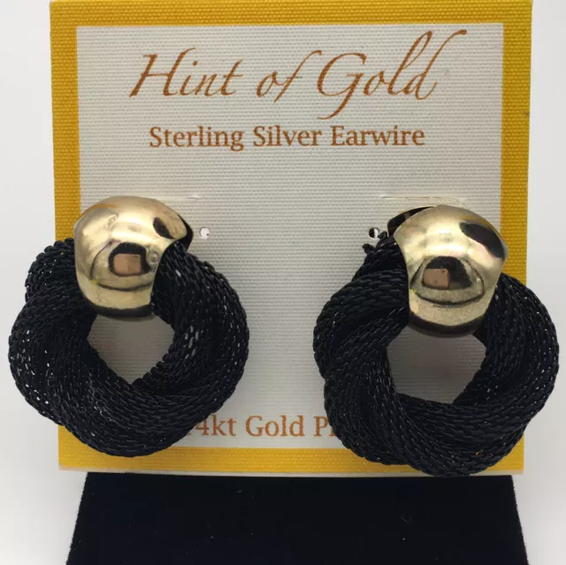 $60 Hint of Gold Sterling Silver Ear wire Earrings in 14k Gold-Plated Metal