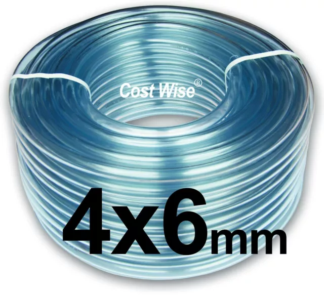 Clear 4mm (ID) 6mm (OD) Air Line Aquarium/Fish Tank/Pond Air Pump Hose Pipe Tube