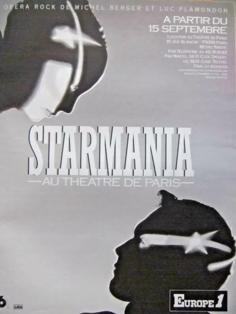 Publicité 1988 Europe1 Avec Starmania Theatre De Paris L'opéra Rock De M.berger