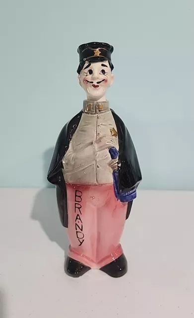 Vintage DRUNK POLICE OFFICER BRANDY DECANTER BOTTLE 12" Dee Bee Co Hand Painted