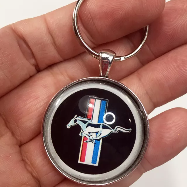 Vintage Ford Mustang Gas Cap Emblem Badge Logo Keychain Reproduction