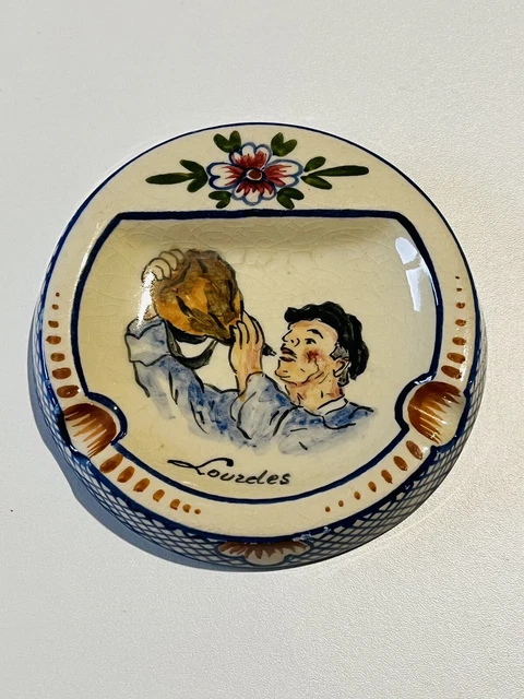 cendrier Ancien Lourdes Porcelaine Faïence Outre 127 V F Fleur De Lys Ashtray