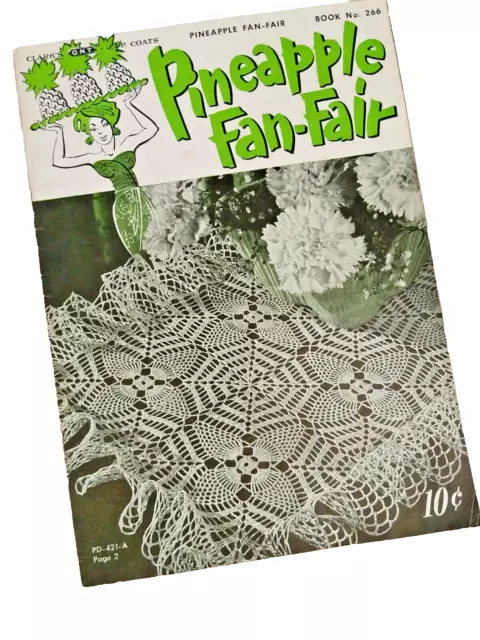 1950 Clark's Pineapple Fan Fair Doilies Tablecloths Runners Crochet Book No. 266