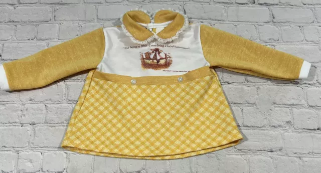 Vintage HOLLY HOBBIE Golden Knit Dress Peter Pan Collar 18 Month? Long Sleeve 2