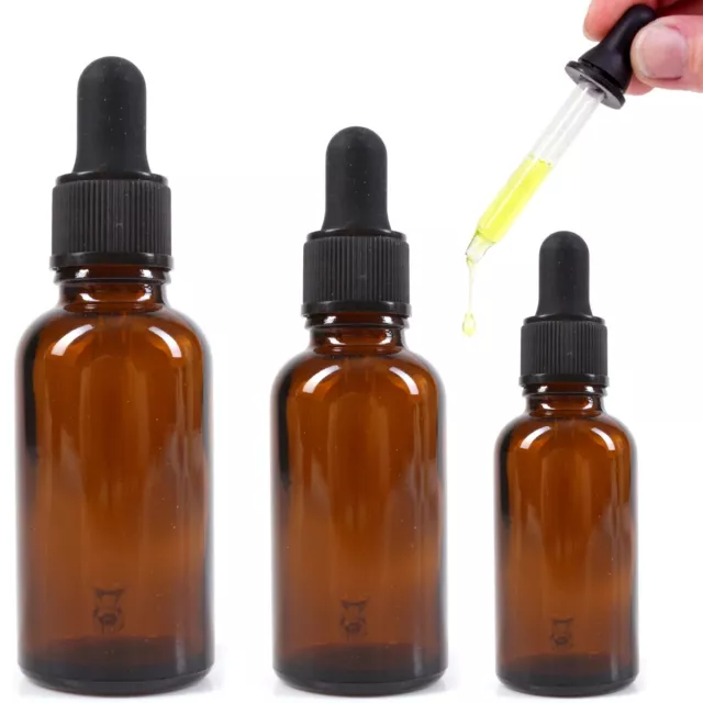 Amber GLASS DROPPER BOTTLES 10/20/30ml Drop Pipette Aromatherapy Eye Ear Juice