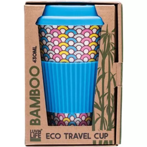 Luvin Life Bamboo Travel Cup 430ml - Hoops Design