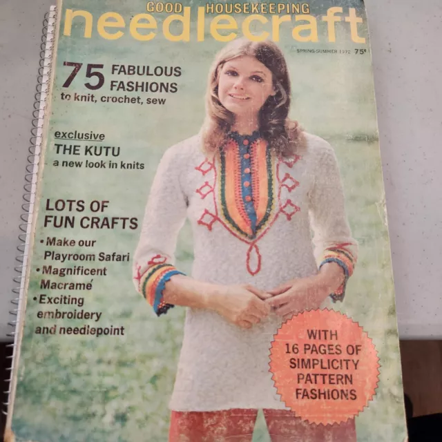 Vintage Good Housekeeping Needlecraft Magazine 1972 Crochet Knit Macrame Sewing