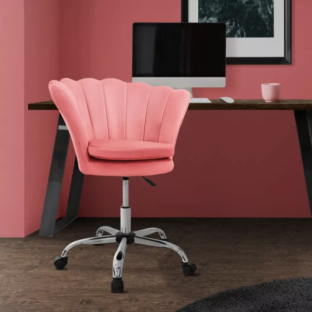 Silla de salón asiento moderno regulable en altura de terciopelo rosa