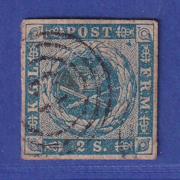 Dänemark 1855 Krone, Schwert und Zepter 2 Skilling Mi.-Nr. 3 gestempelt