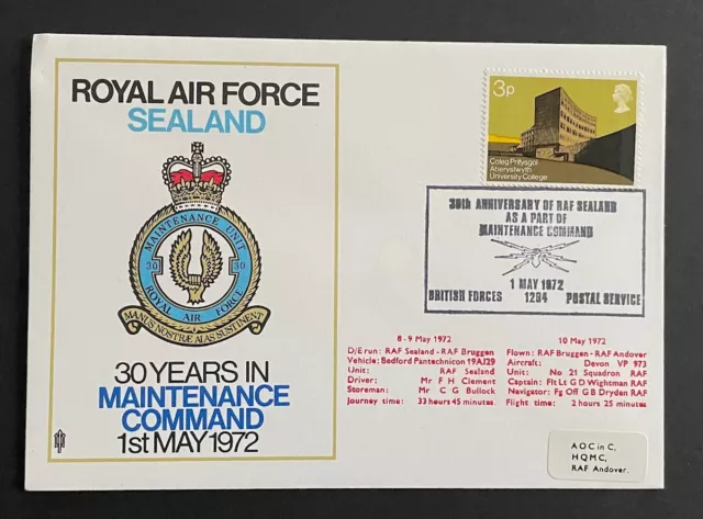 Flown Cover. RAF Sealand. 30 Years in Maintenance Command 1972.