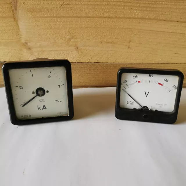 Lot De 2 Appareil De Le sure Vintage Ampèremètre / Voltmètre