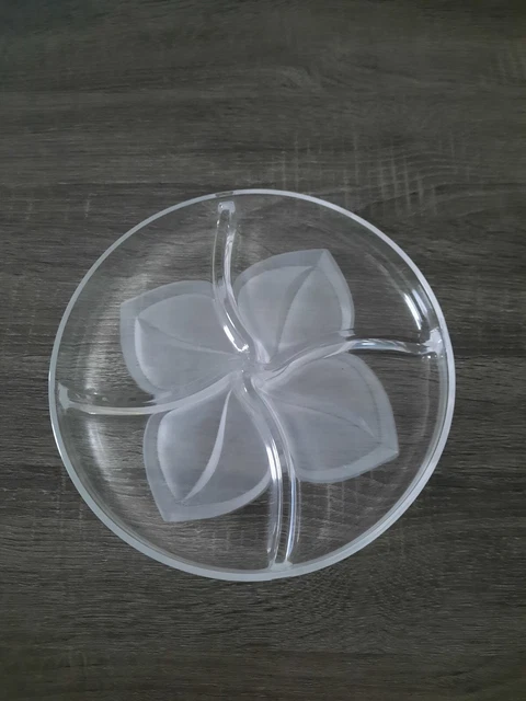 Plat apéritif à compartiment en verre de cristal - Label Emmaüs